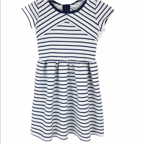 Other - Blue White Stripe Girls Pleated A-Line Dress Sz 8